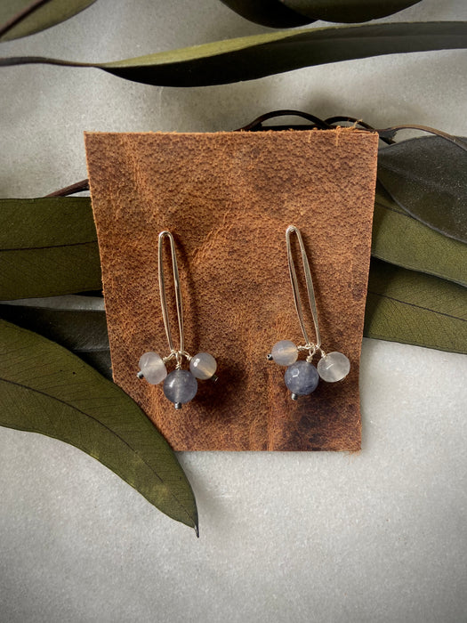 Sterling Silver Drop + Tricolor Quartz Earrings