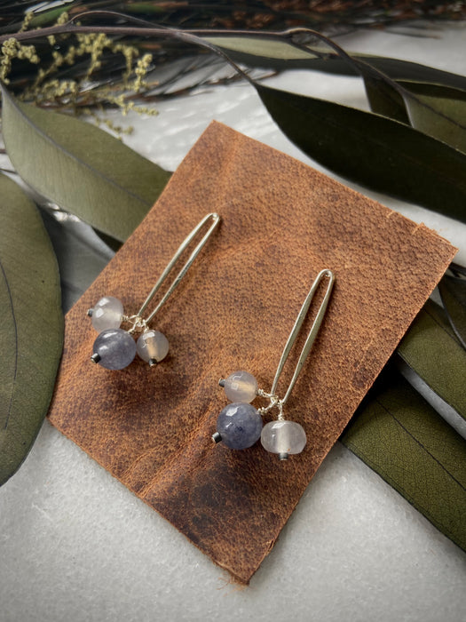 Sterling Silver Drop + Tricolor Quartz Earrings