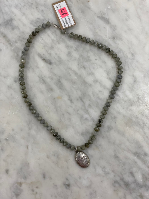 Labradorite Antique Sterling Pendant Necklace