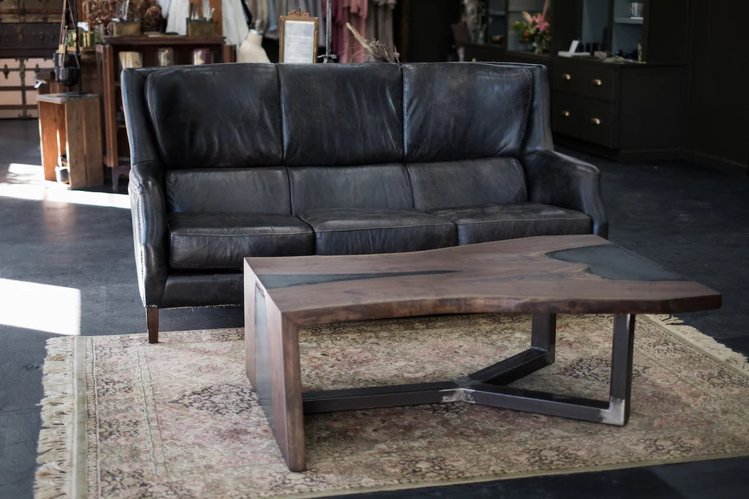 Black Walnut + Metal Inlay Waterfall Coffee Table