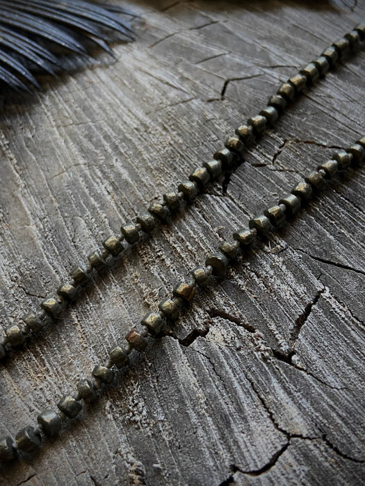 Sterling Leaves + Chrysocolla Knotted Pyrite Necklace