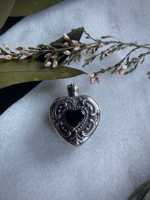 Vintage Sterling Onyx Perfume (Poison) Bottle Pendant