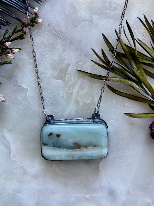 Ocean Jasper (British Columbia) Bezeled Sterling Necklace