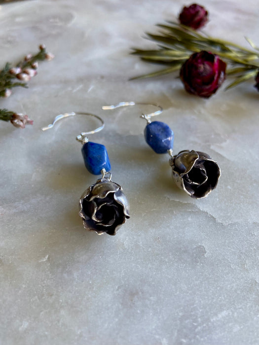 Sodalite + Tulip Sterling Earrings