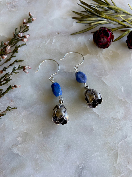 Sodalite + Tulip Sterling Earrings