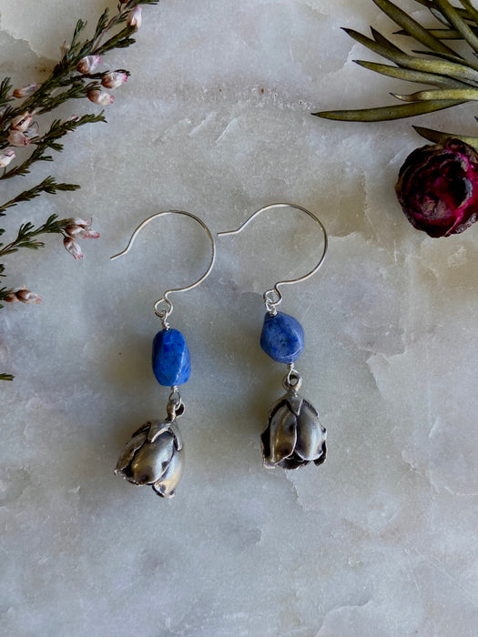 Sodalite + Tulip Sterling Earrings