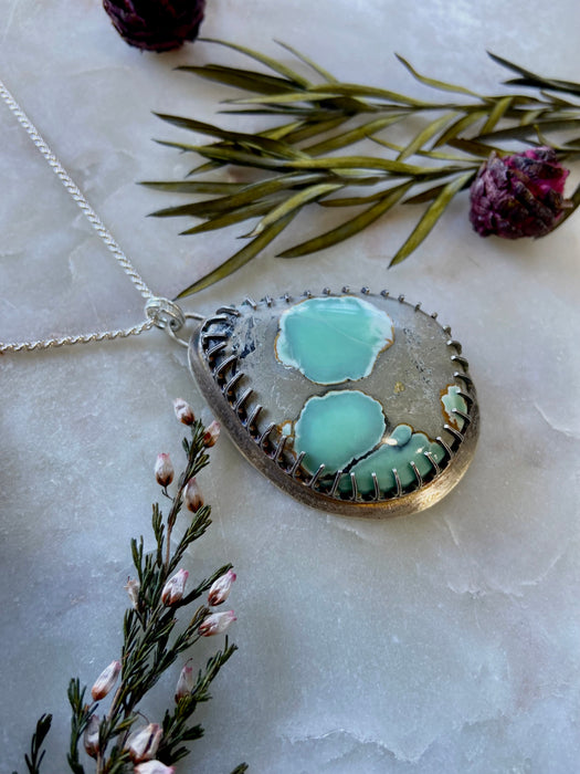 Bamboo Mountain Variscite Bezeled Sterling Necklace