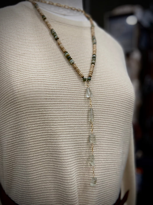 Green Amethyst Nugget Drop Necklace - 14kt Gold Fill