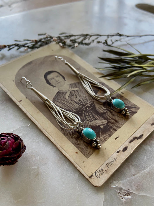 Liquid Sterling Silver + Turquoise Bezel Earrings