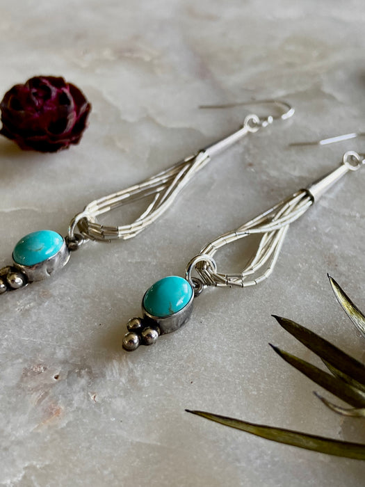 Liquid Sterling Silver + Turquoise Bezel Earrings