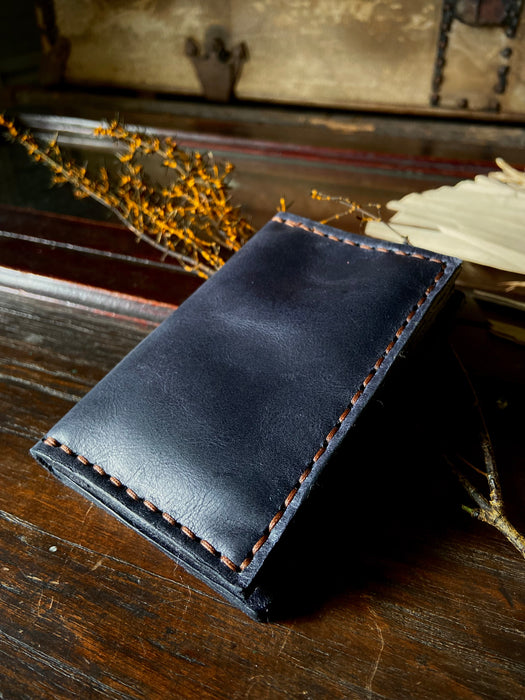 Blaken Leather Flap Wallet - Steel Blue