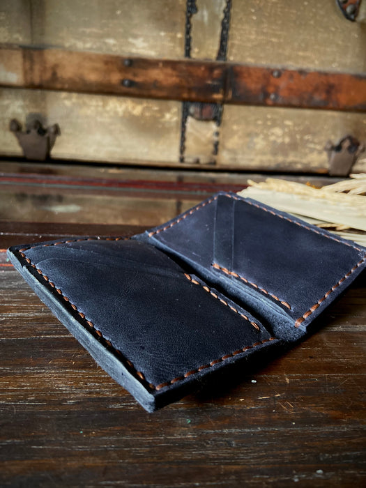 Blaken Leather Flap Wallet - Steel Blue