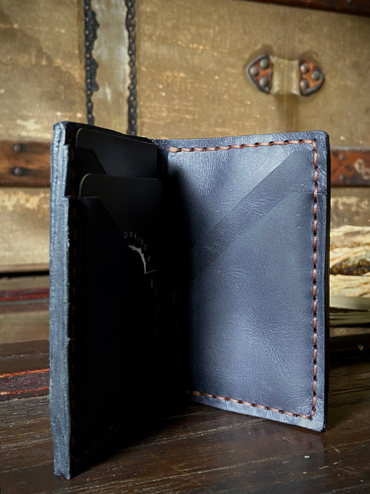 Blaken Leather Flap Wallet - Steel Blue