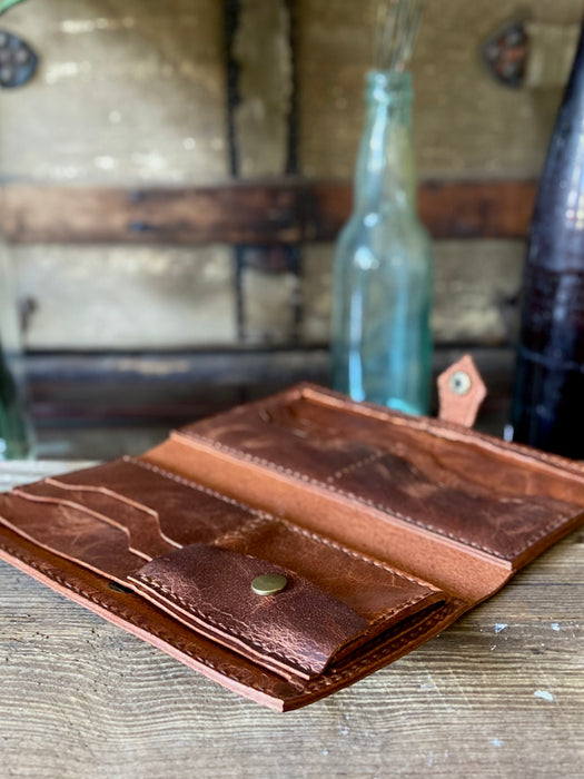 Senna Envelope Snap Wallet - Weathered Cherry Brown