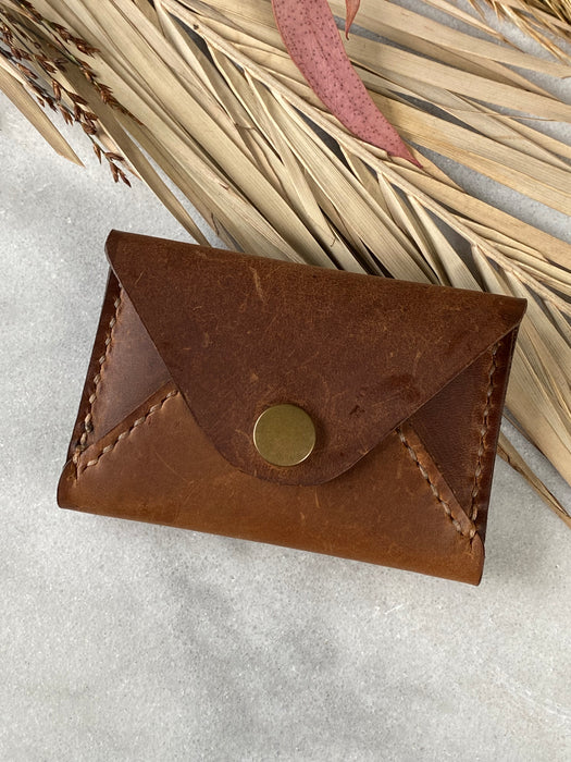 Etta Envelope Card Holder - Oiled Brown