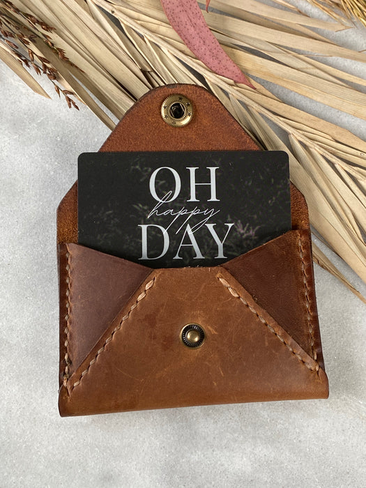 Etta Envelope Card Holder - Oiled Brown