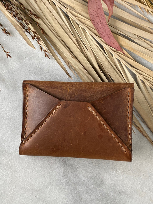 Etta Envelope Card Holder - Oiled Brown