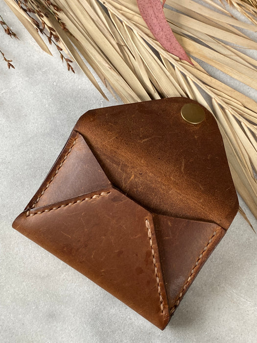 Etta Envelope Card Holder - Oiled Brown