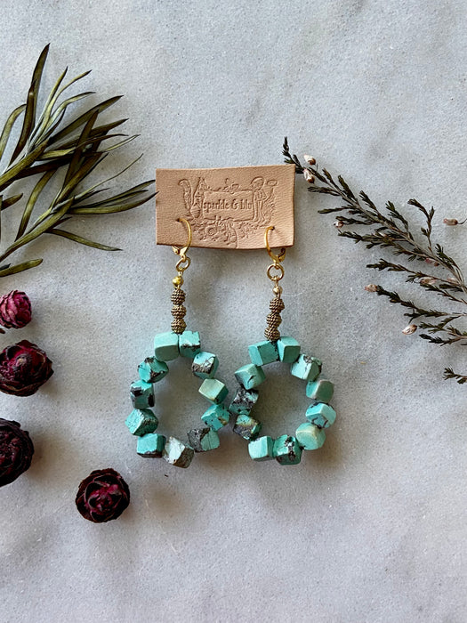 Arizona Turquoise Squared Beaded Earrings