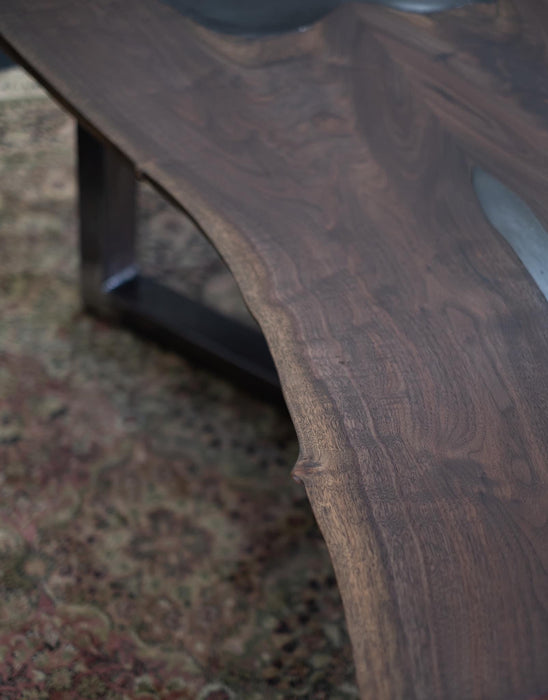 Black Walnut + Metal Inlay Waterfall Coffee Table