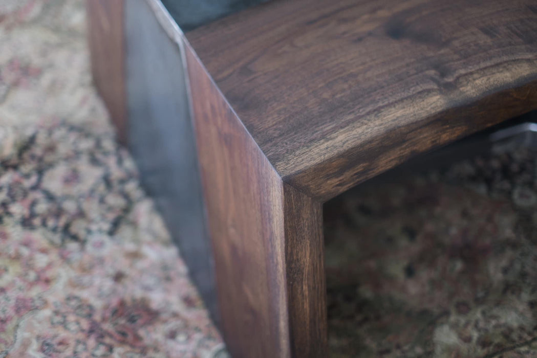 Black Walnut + Metal Inlay Waterfall Coffee Table