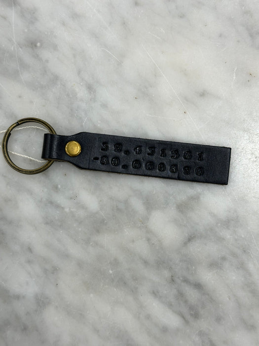 Beaufort Latitude + Longitude Leather Key Fob - Black