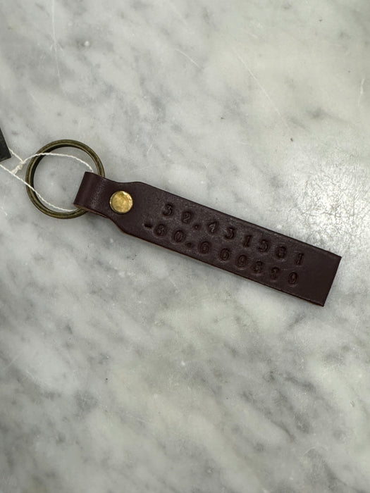 Beaufort Latitude + Longitude Leather Key Fob - Brown