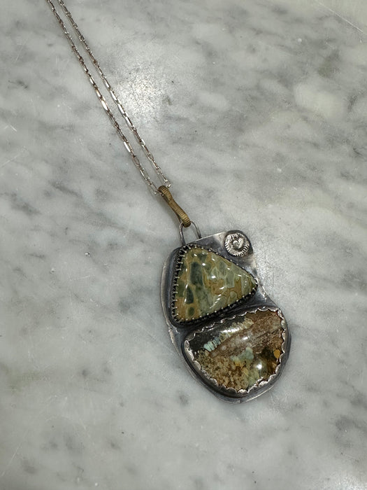 Double Variscite Sterling Necklace