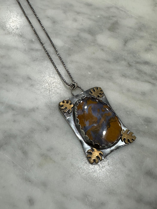 Husa Jasper Copper Leaf Bezeled Necklace