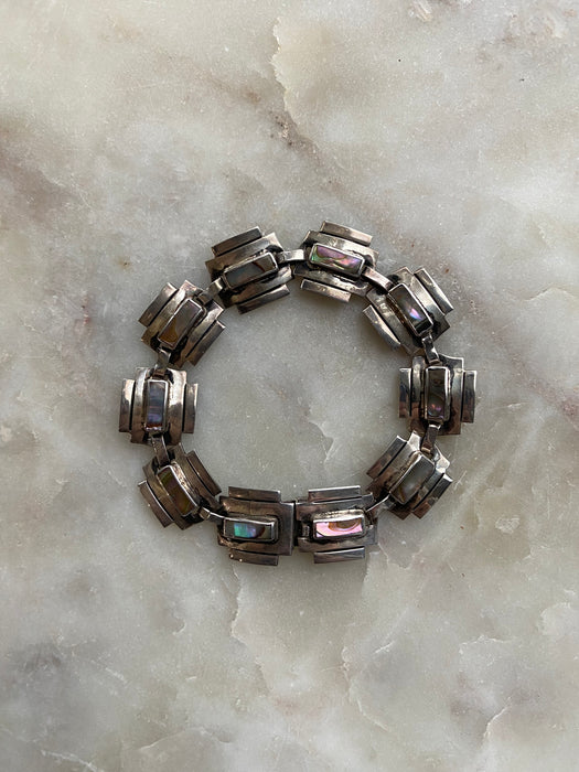 Vintage Abalone Southwestern Sterling Bracelet