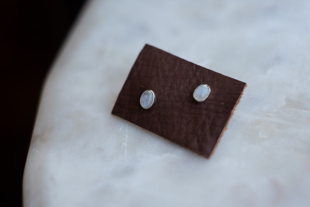 Moonstone Sterling Stud Earrings