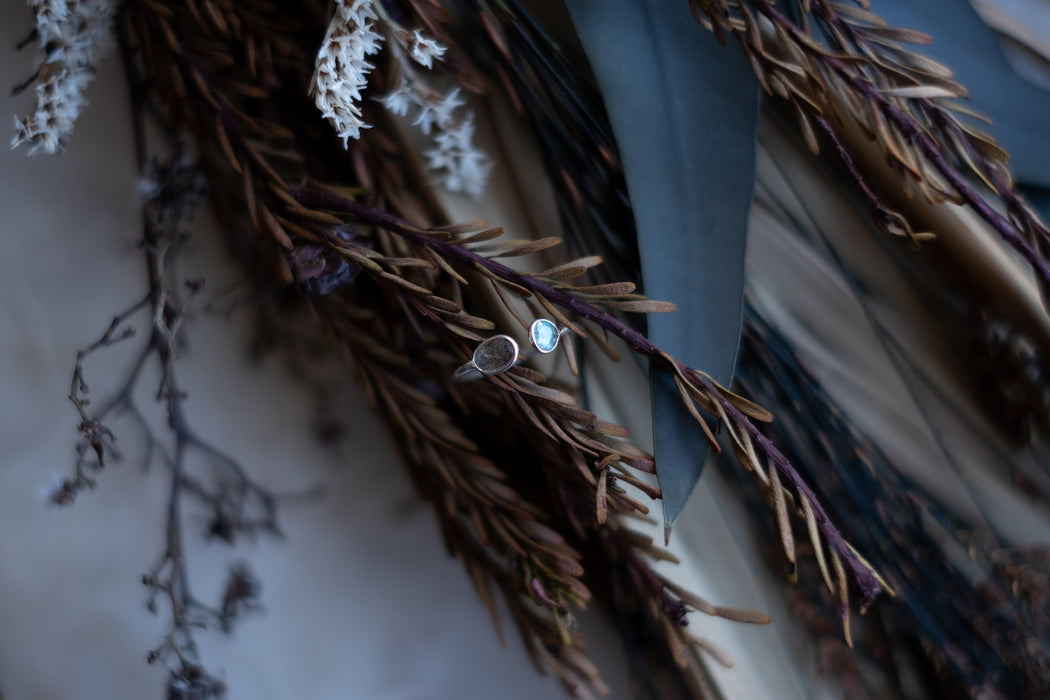 Double Faceted Labradorite Open Sterling Ring