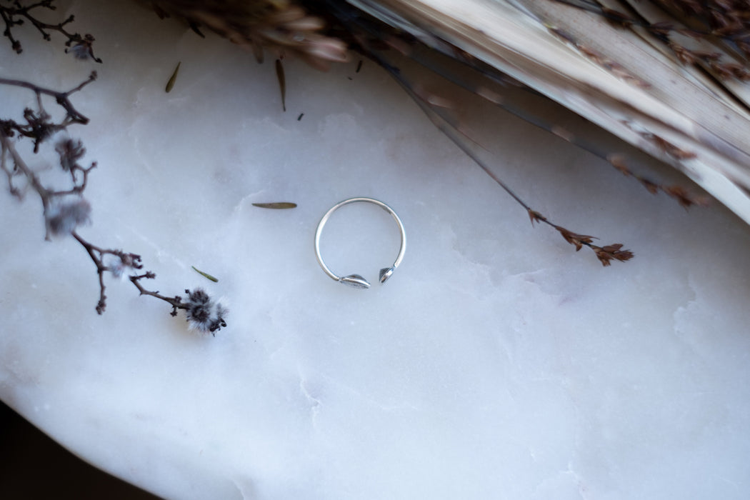 Double Faceted Labradorite Open Sterling Ring