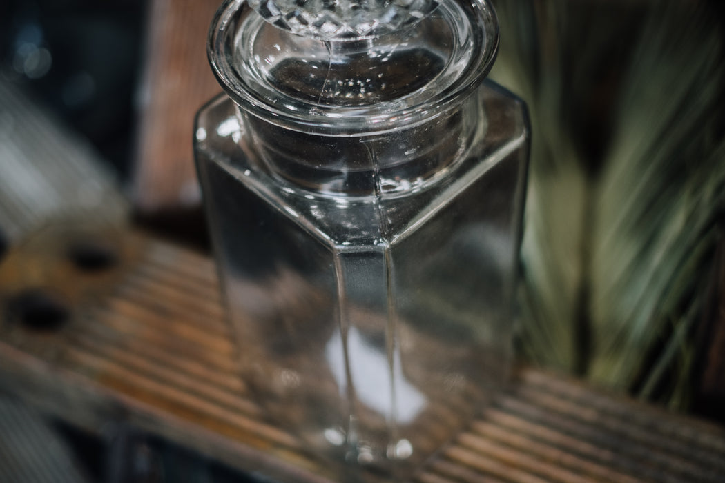 Rare Early 1900s Square Apothecary Jar + Lid