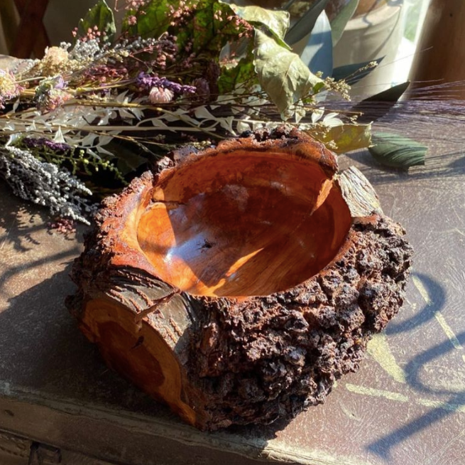 Hand Turned Cherry Burl Live Edge Bowl